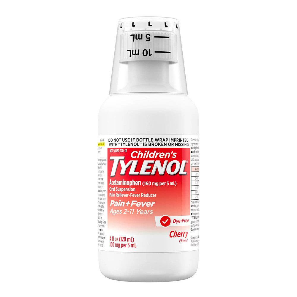 Tylenol Childrens Dye-Free Pain + Fever Relief Liquid, Acetaminophen, Cherry Flavor, 4 Oz